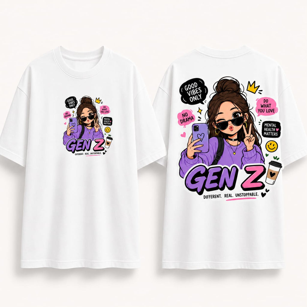 Girls Gen Z Oversized Graphic T-Shirt (RR-02)