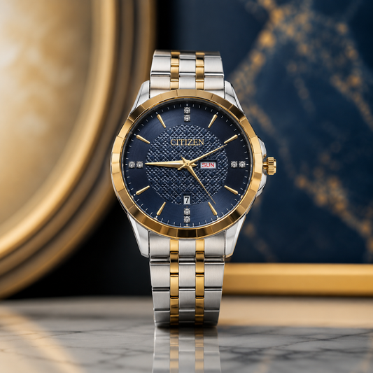 Men's Two-Tone Stainless Steel Quartz Watch – Blue Dial