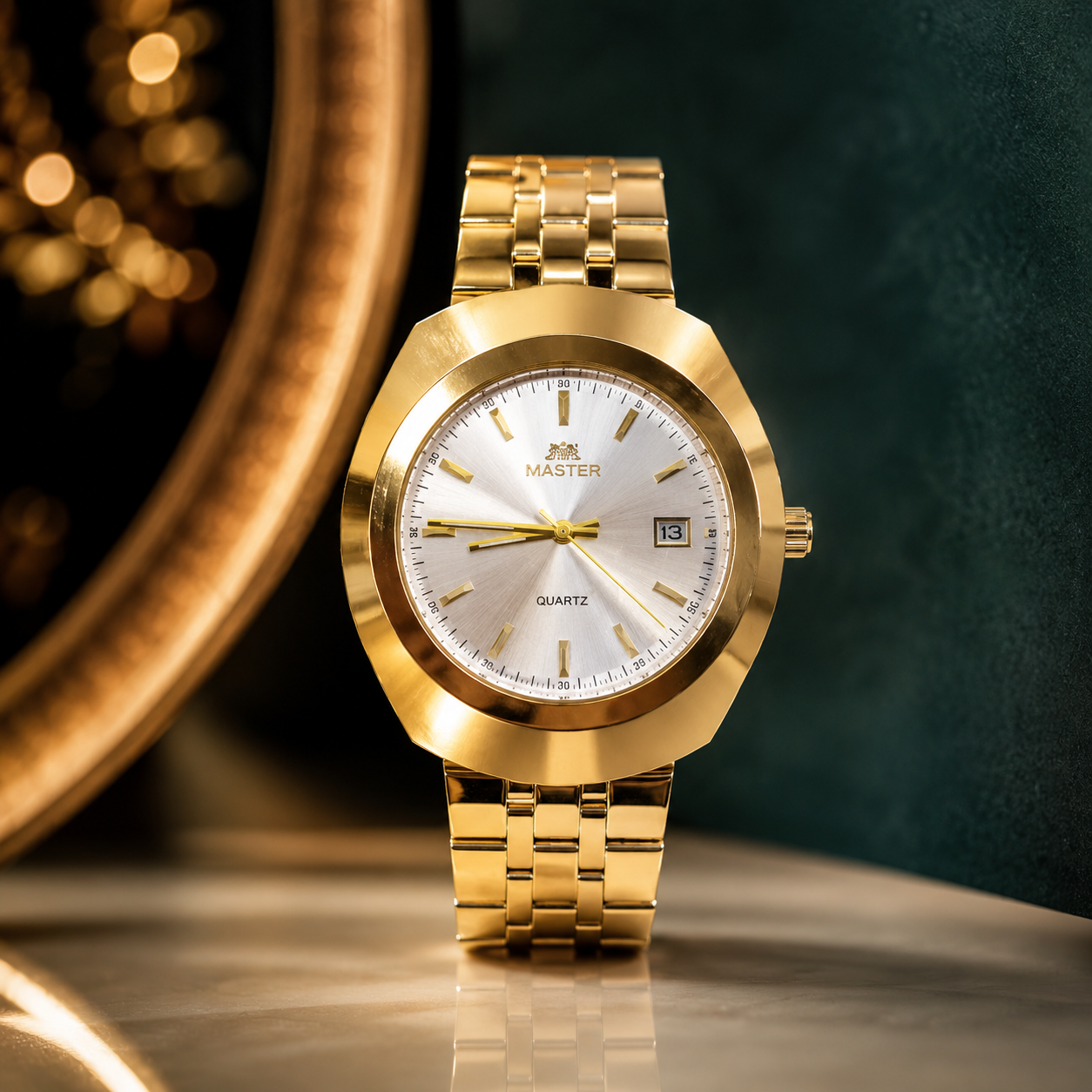 Master Gold Oval Vintage-Style Men’s Quartz Watch