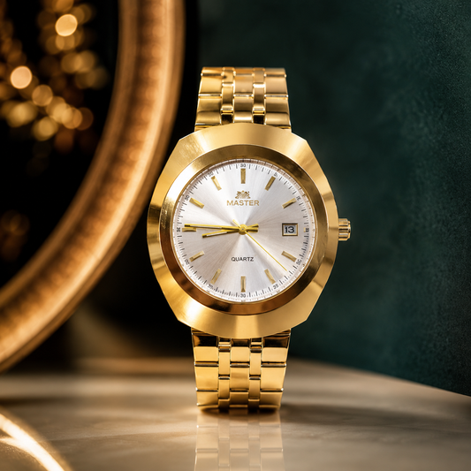 Master Gold Oval Vintage-Style Men’s Quartz Watch