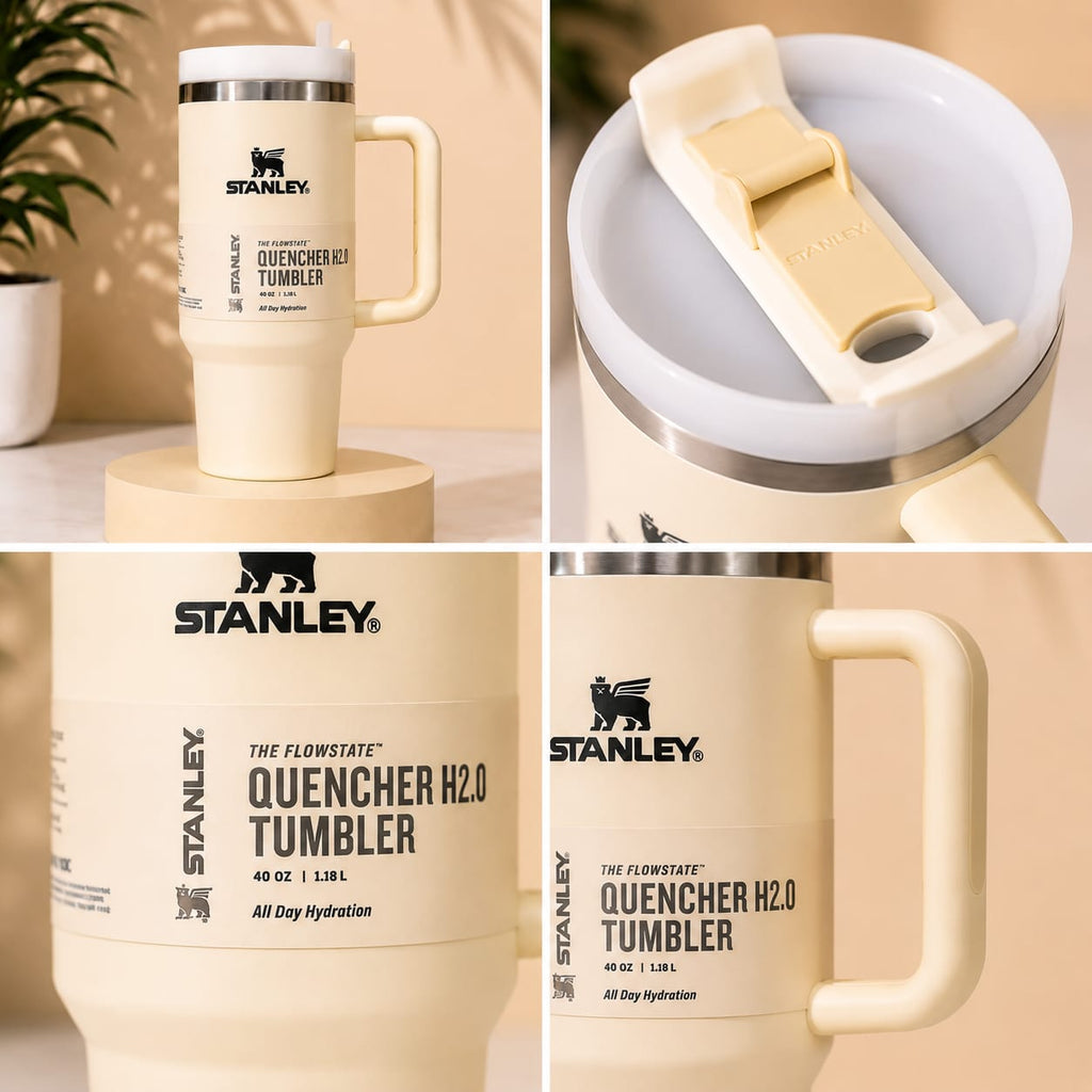 Stanley Quencher H2.0 FlowState™ Tumbler 40oz (1.18L) – Cream | Insulated Stainless Steel Travel Mug with Handle & Straw (04)