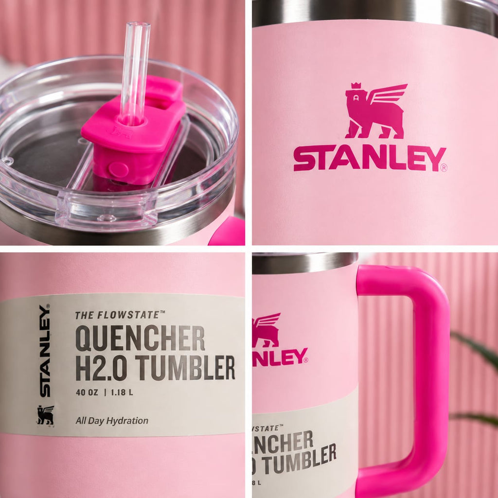 Stanley Quencher H2.0 FlowState™ Tumbler 40oz (1.18L) – Baby Pink | Insulated Stainless Steel Travel Mug with Handle & Straw(05)