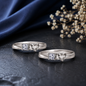 Sterling Silver Princess-Cut Crystal & Open Heart Couple Rings Set
