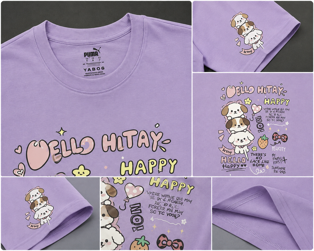 Girls Cute Puppy Graphic Oversized T-Shirt (RR-04)