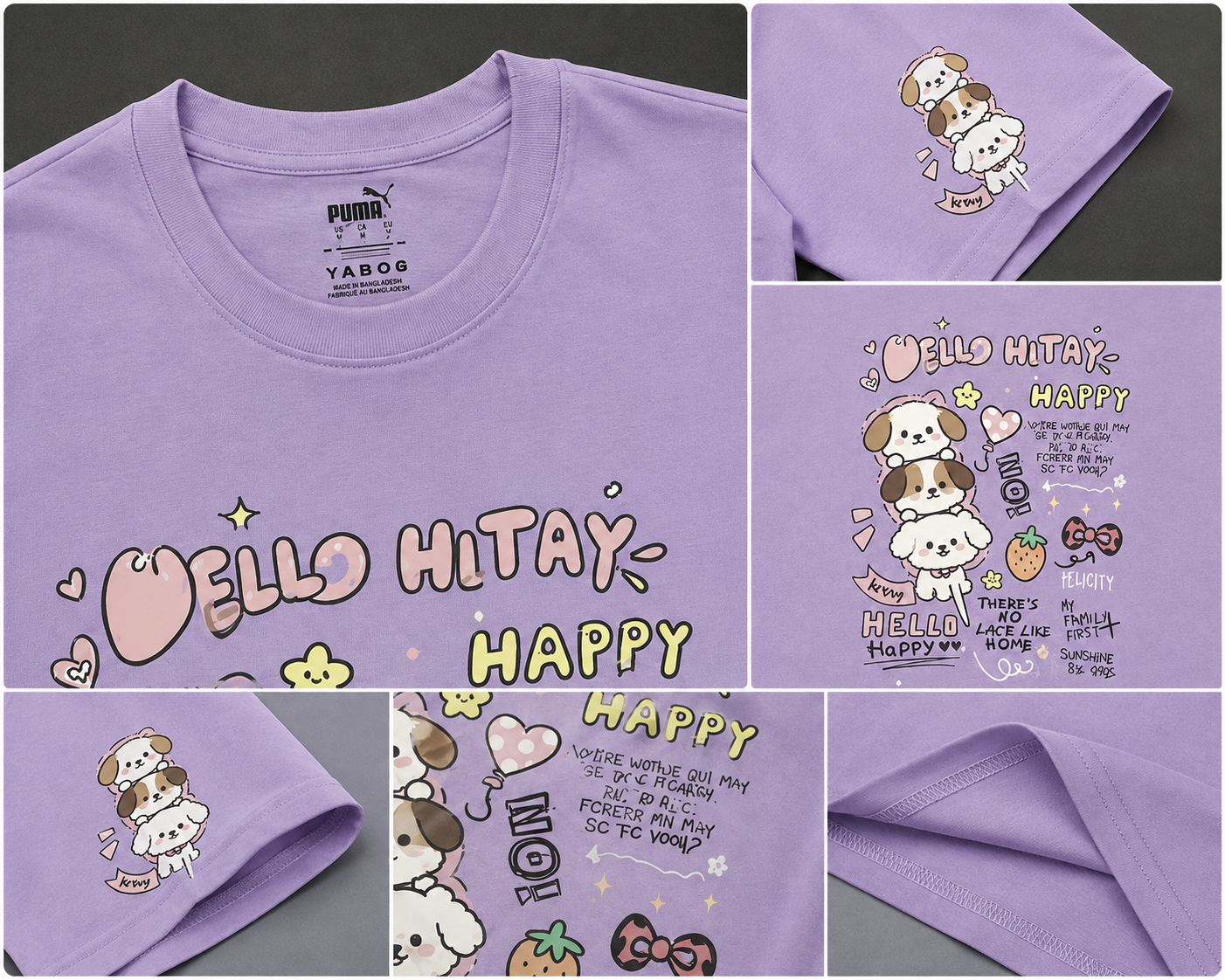Girls Cute Puppy Graphic Oversized T-Shirt (RR-04)