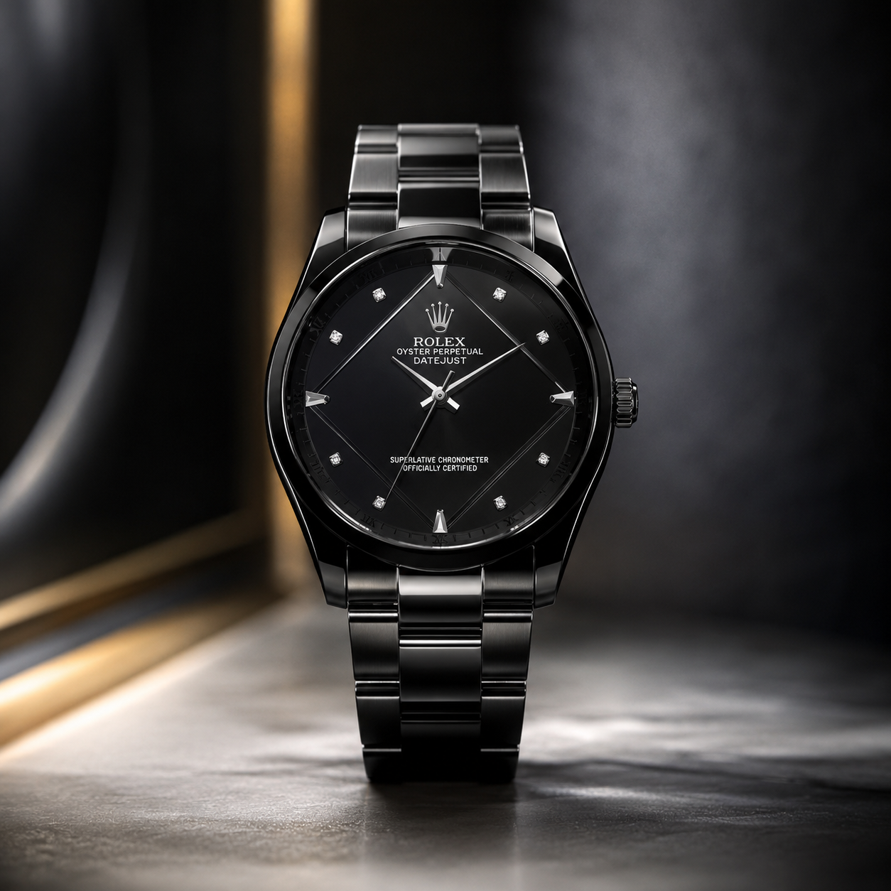 All-Black Diamond Dial Watch