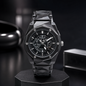 All-Black Faceted Skeleton Chronograph Watch (03)