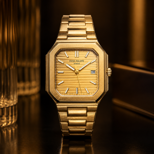 Gold Dial Square Case Watch (07)