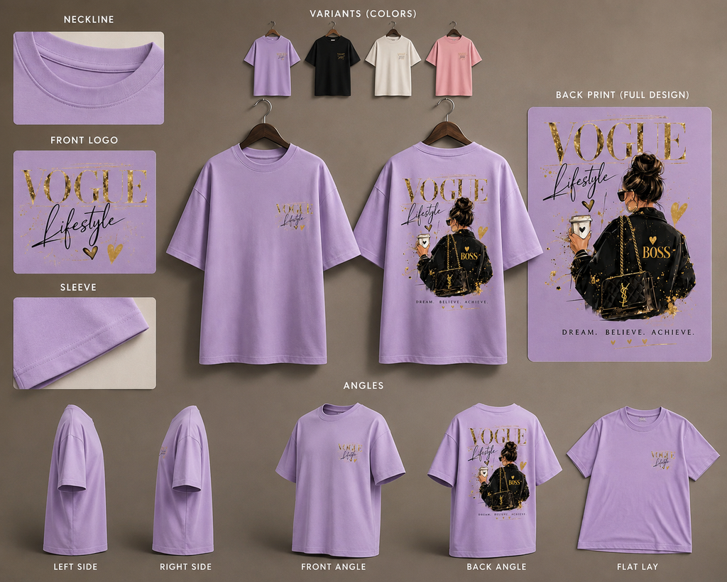 Girls Vogue Lifestyle Oversized T-Shirts (RR-01)